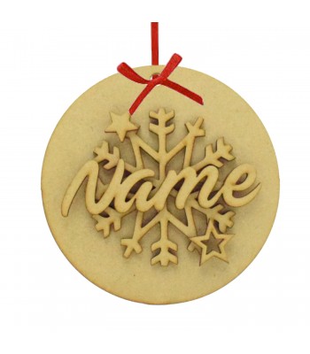 Laser Cut Personalised Christmas 3D Hanging Bauble - Snowflake Design